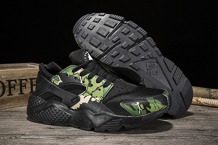 New Women Nike Air Huarache Print Black Green Shoes - Click Image to Close